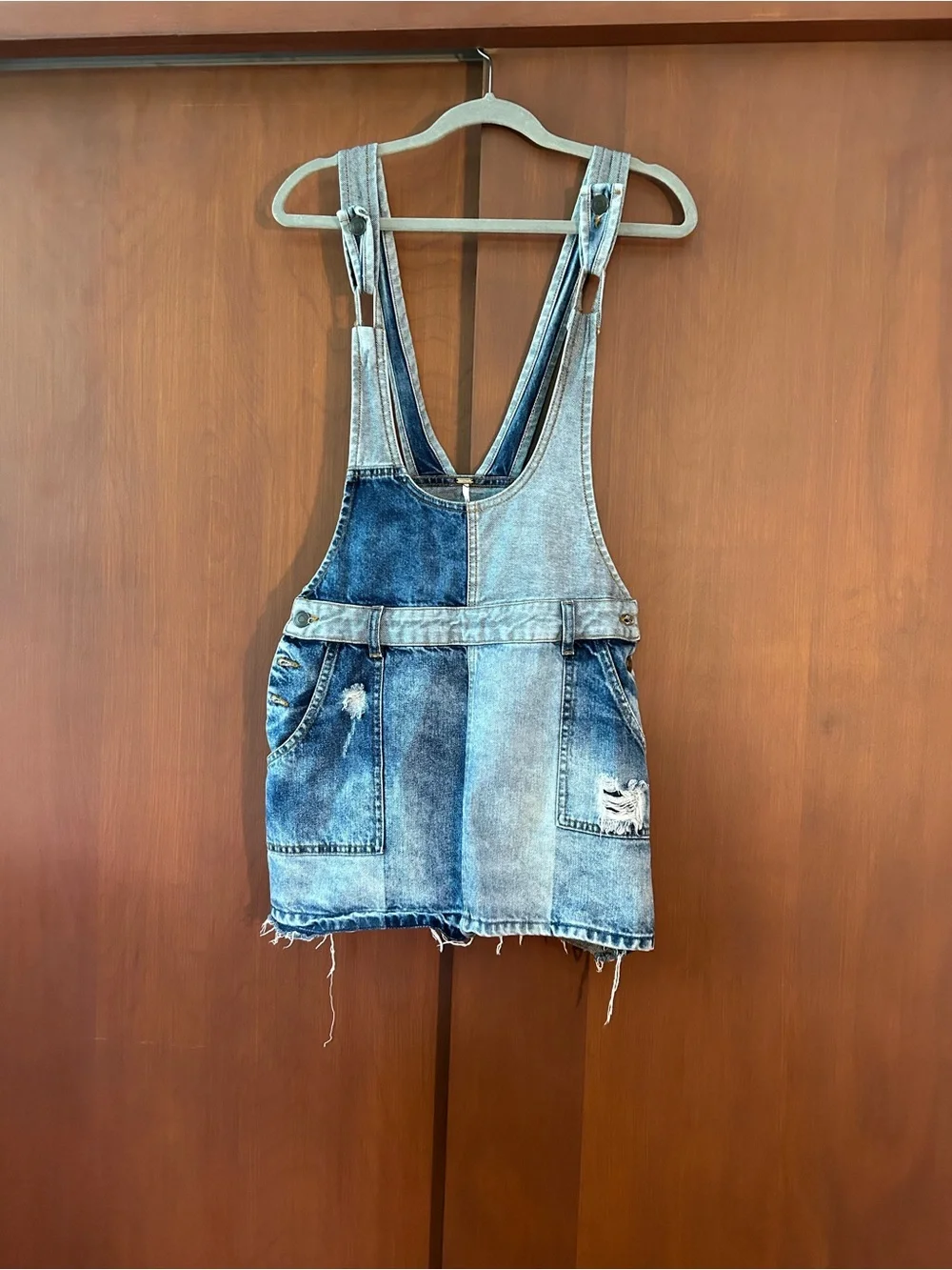 Women’s Two-Tone Blue Denim Overall Skirt